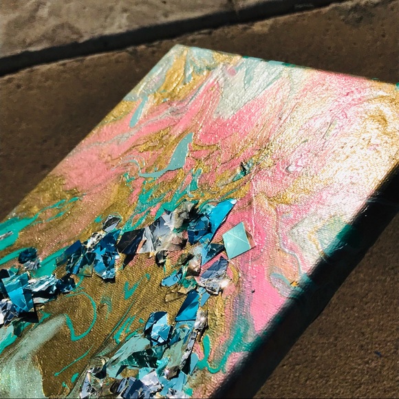 blue and pink abstract mixed artwork - Picture 3 of 13